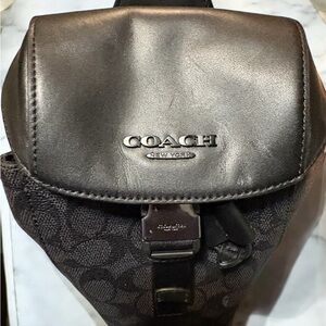 Men’s/Unisex Coach Racer Pack Signature In Canvas & Leather Charcoal Black